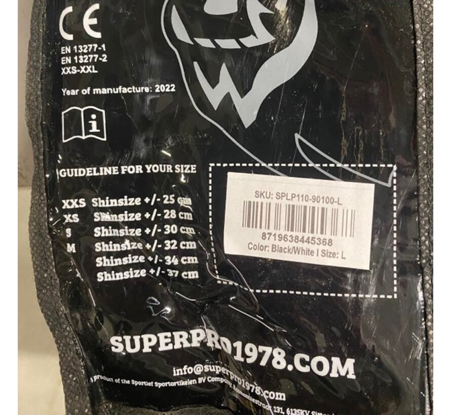 Super Pro Combat Gear Scheenbeschermer, Blauw,Zwart