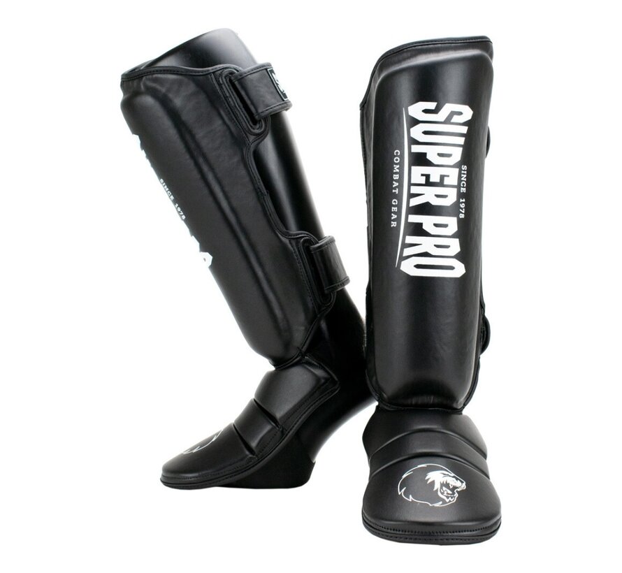 Super Pro Combat Gear Scheenbeschermer, Zwart,Wit