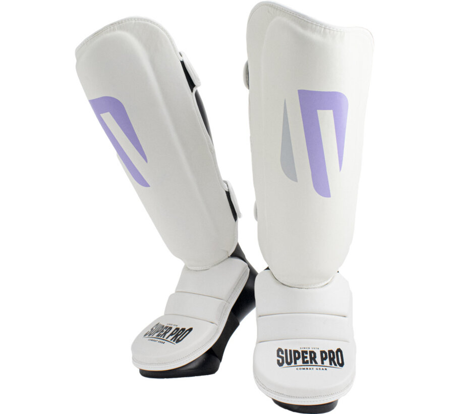Super Pro Combat Gear Scheenbeschermers No, Wit,Paars,Zilver