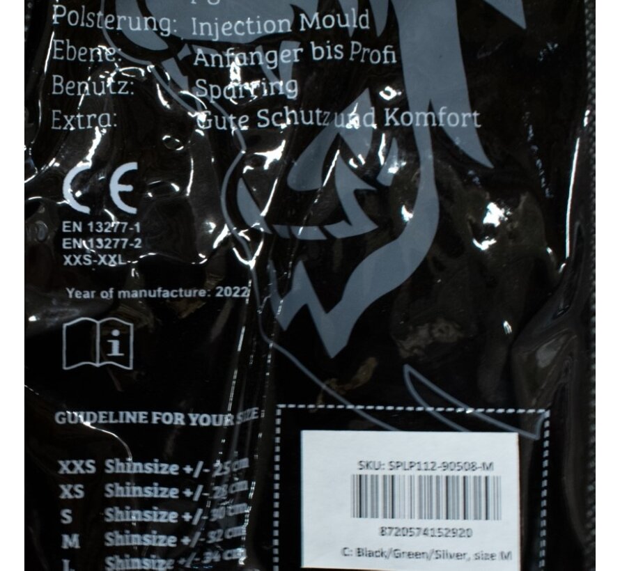 Super Pro Combat Gear Scheenbeschermers No, Zwart,Groen,Zilver