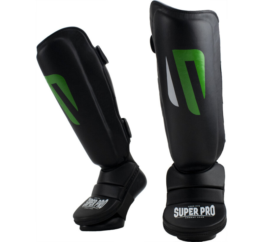 Super Pro Combat Gear Scheenbeschermers No, Zwart,Groen,Zilver