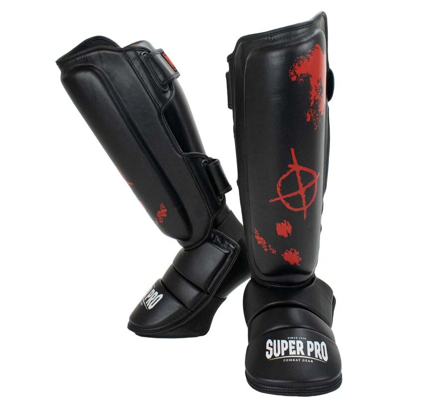 Super Pro Combat Gear Scheenbeschermers, Rood,Zwart