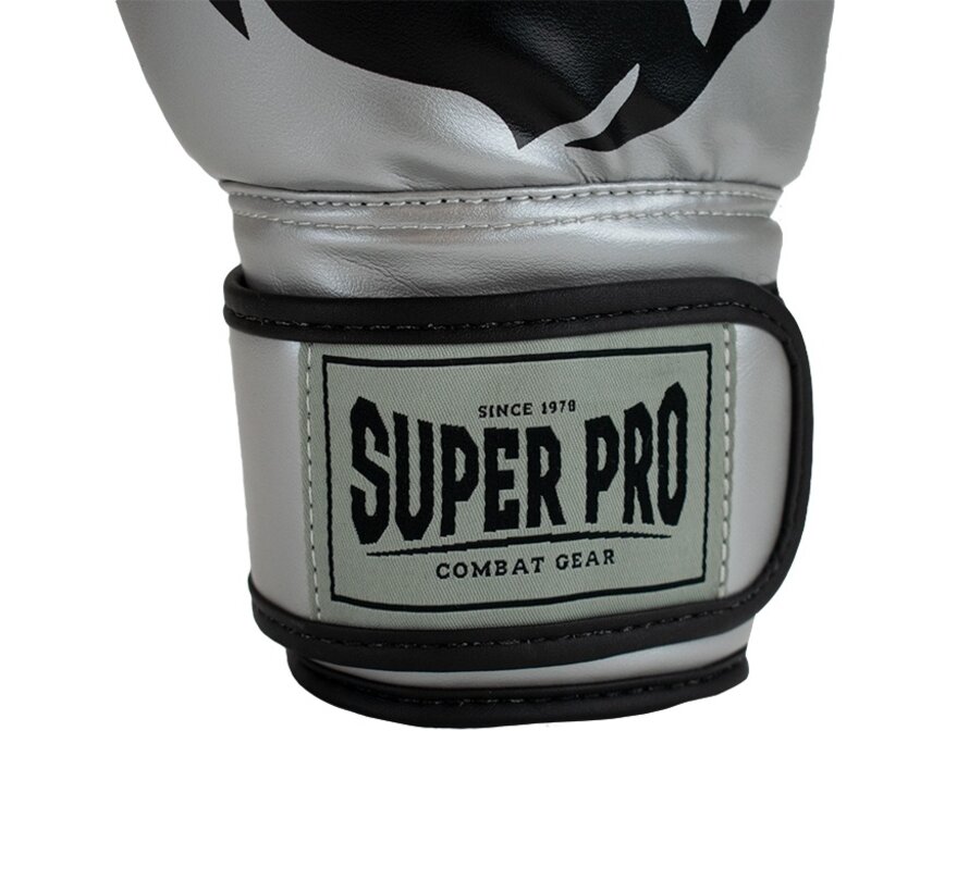 Super Pro Combat Gear Talent (kick)bokshandschoenen, Zwart,Zilver