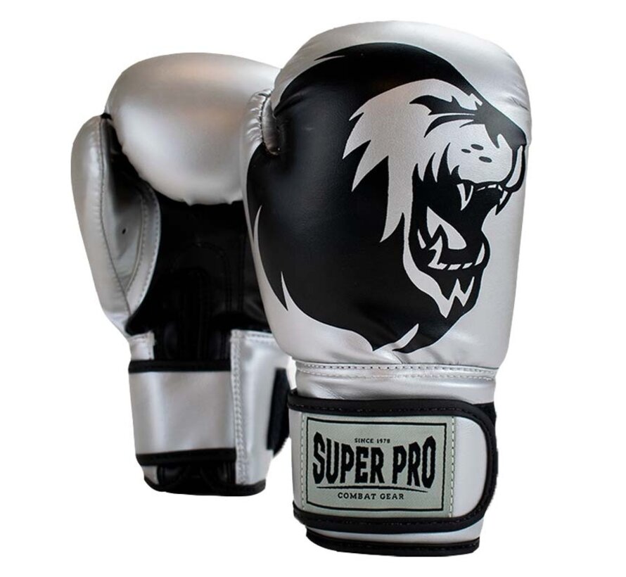 Super Pro Combat Gear Talent (kick)bokshandschoenen, Zwart,Zilver
