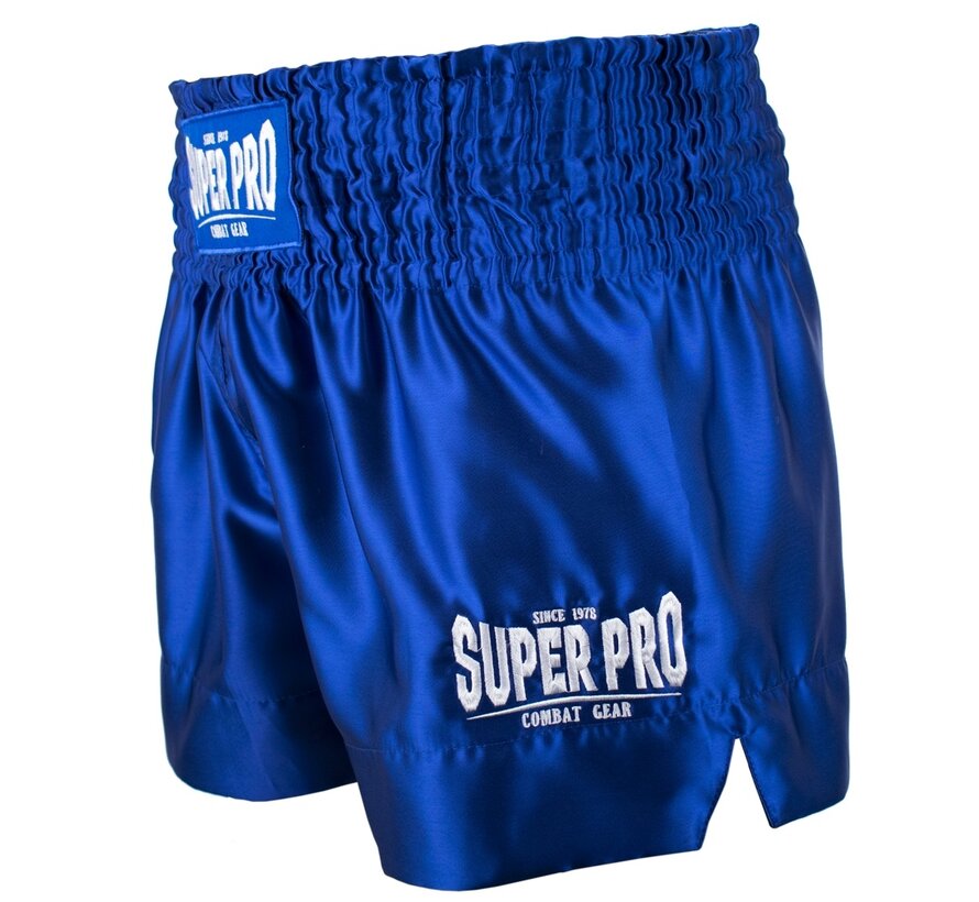 Super Pro Combat Gear Thai En Kickboksshort, Blauw,Wit