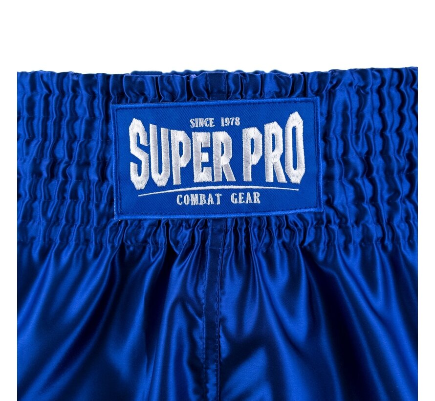 Super Pro Combat Gear Thai En Kickboksshort, Blauw,Wit