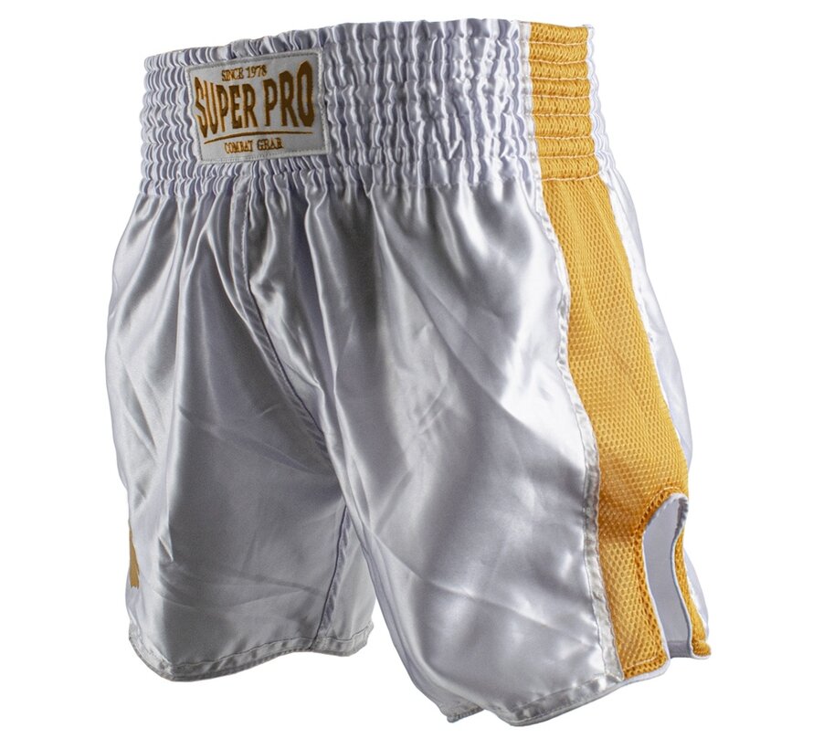 Super Pro Combat Gear Thai En Kickboksshort, Goud,Wit