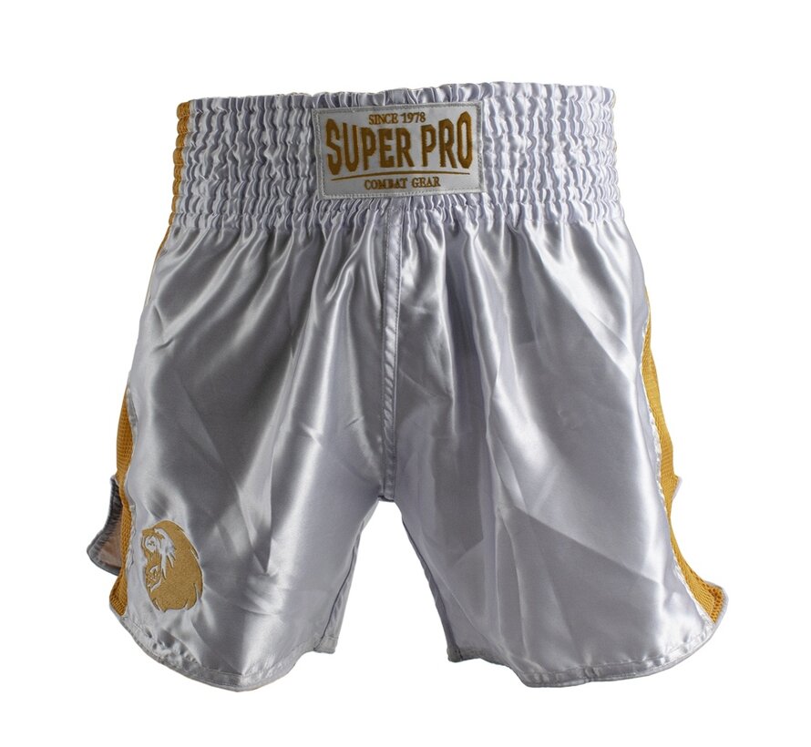 Super Pro Combat Gear Thai En Kickboksshort, Goud,Wit