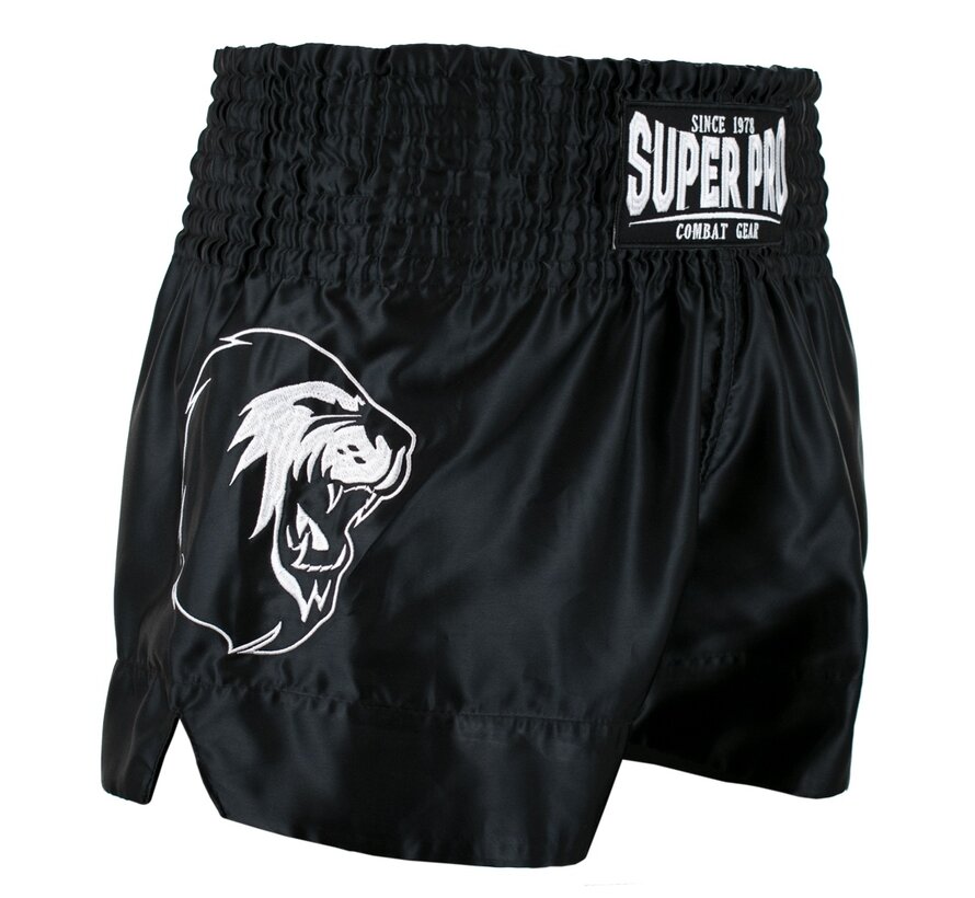 Super Pro Combat Gear Thai En Kickboksshort, Zwart,Wit