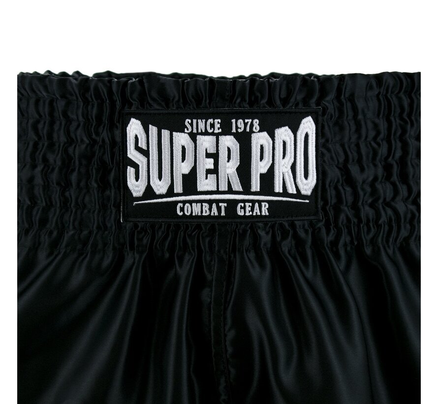 Super Pro Combat Gear Thai En Kickboksshort, Zwart,Wit