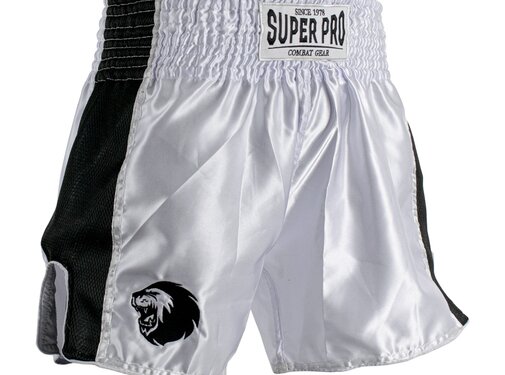 Super Pro Combat Gear Super Pro Combat Gear Thai En Kickboksshort, Zwart,Wit