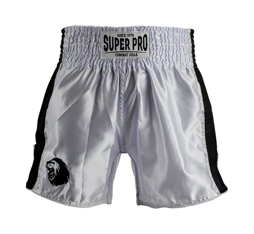 Super Pro Combat Gear Thai En Kickboksshort, Zwart,Wit
