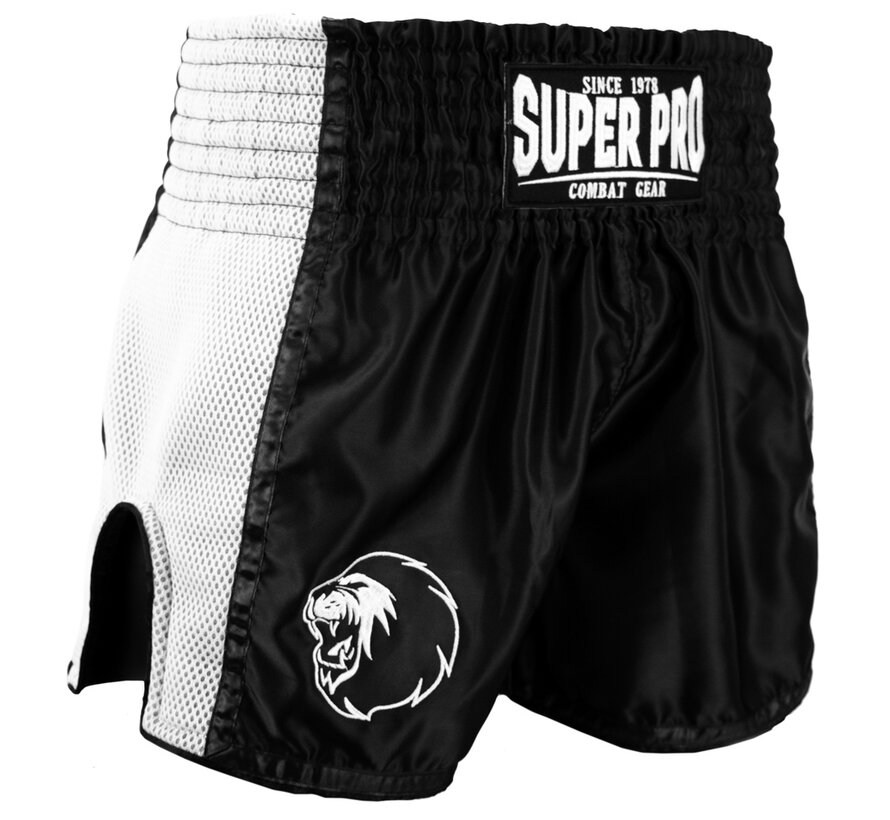 Super Pro Combat Gear Thai En Kickboksshort, Zwart,Wit