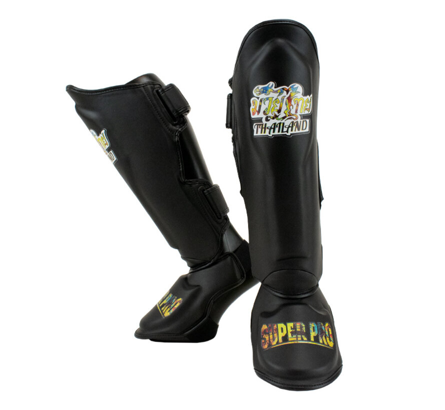 Super Pro Combat Gear Thai Scheenbeschermers Pattaya Made In, Zwart,Geel