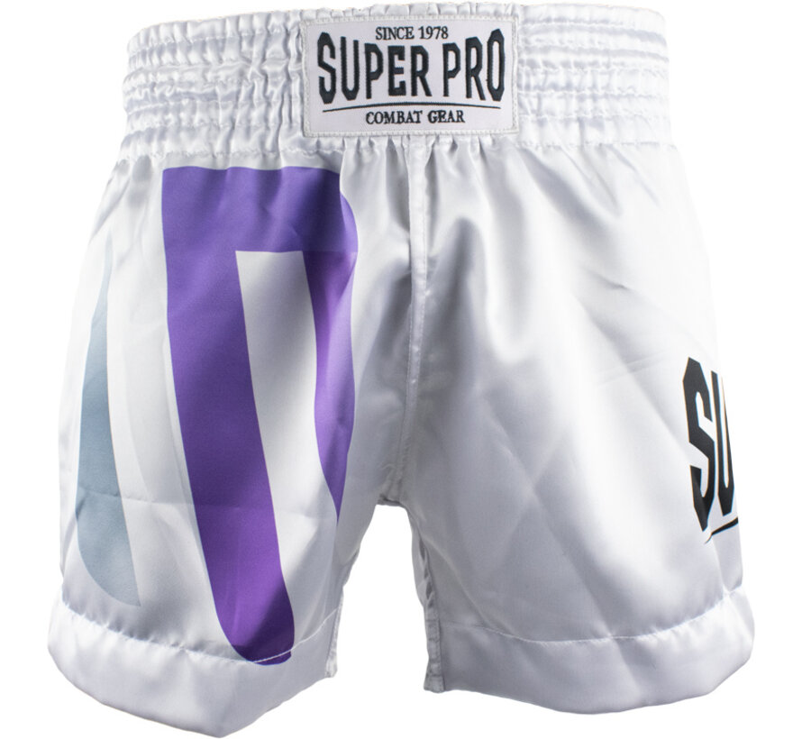 Super Pro Combat Gear Thai Short No, Wit,Paars,Zilver