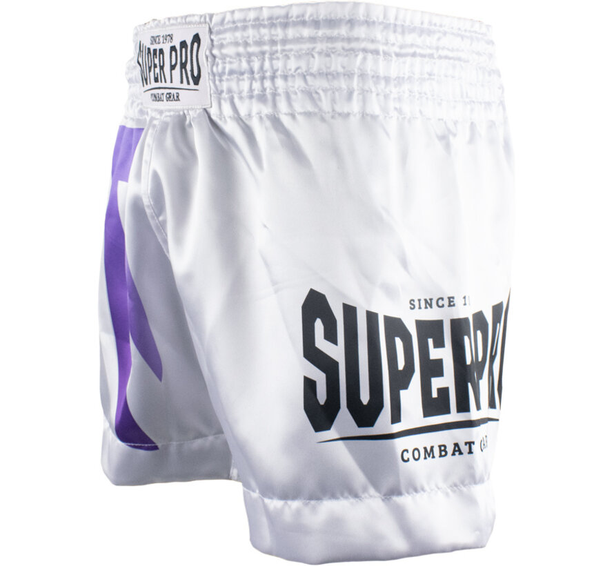 Super Pro Combat Gear Thai Short No, Wit,Paars,Zilver