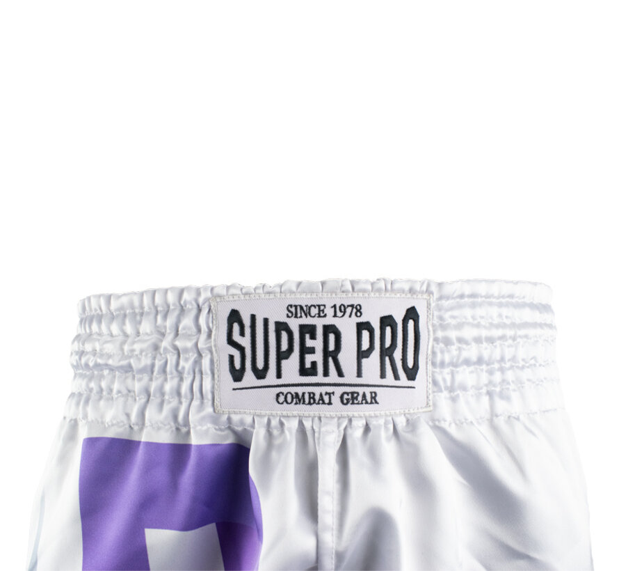 Super Pro Combat Gear Thai Short No, Wit,Paars,Zilver