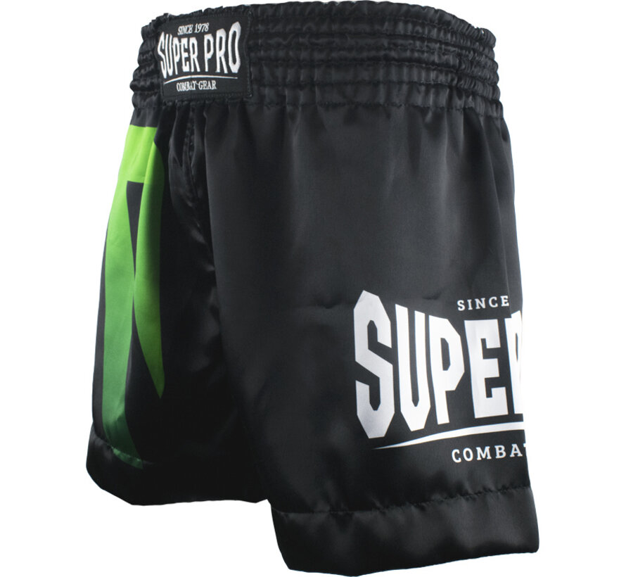 Super Pro Combat Gear Thai Short No, Zwart,Groen,Zilver
