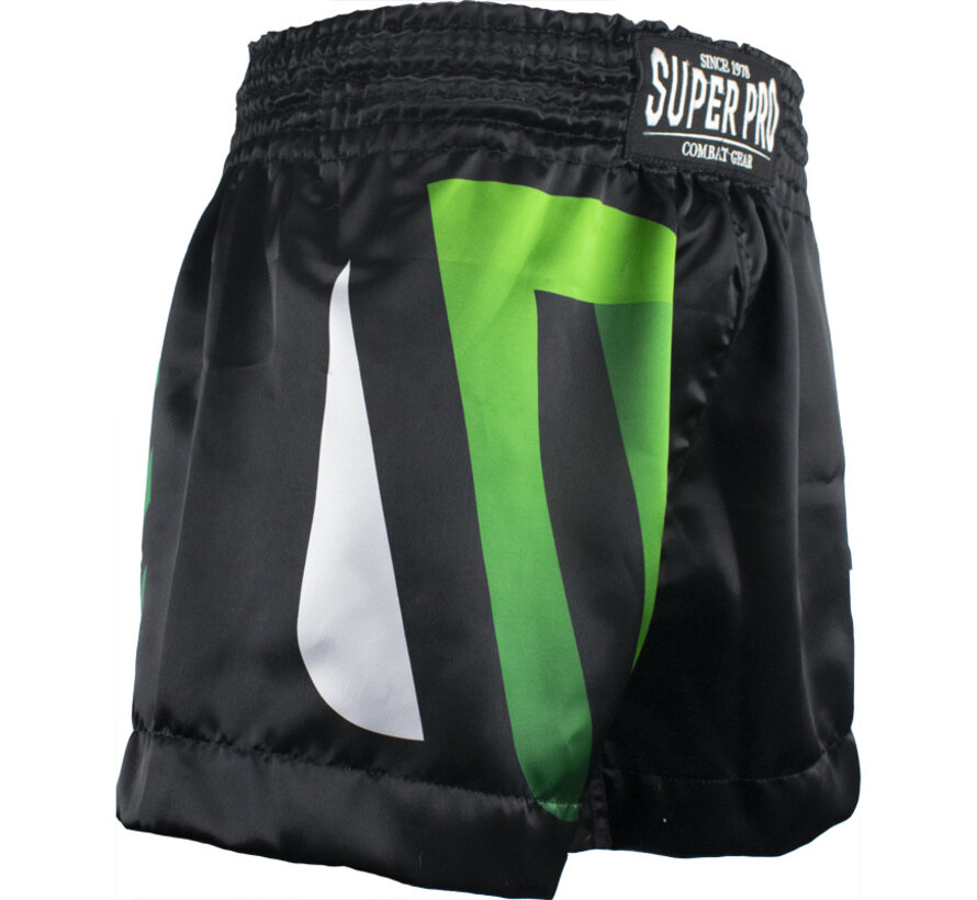 Super Pro Combat Gear Thai Short No, Zwart,Groen,Zilver