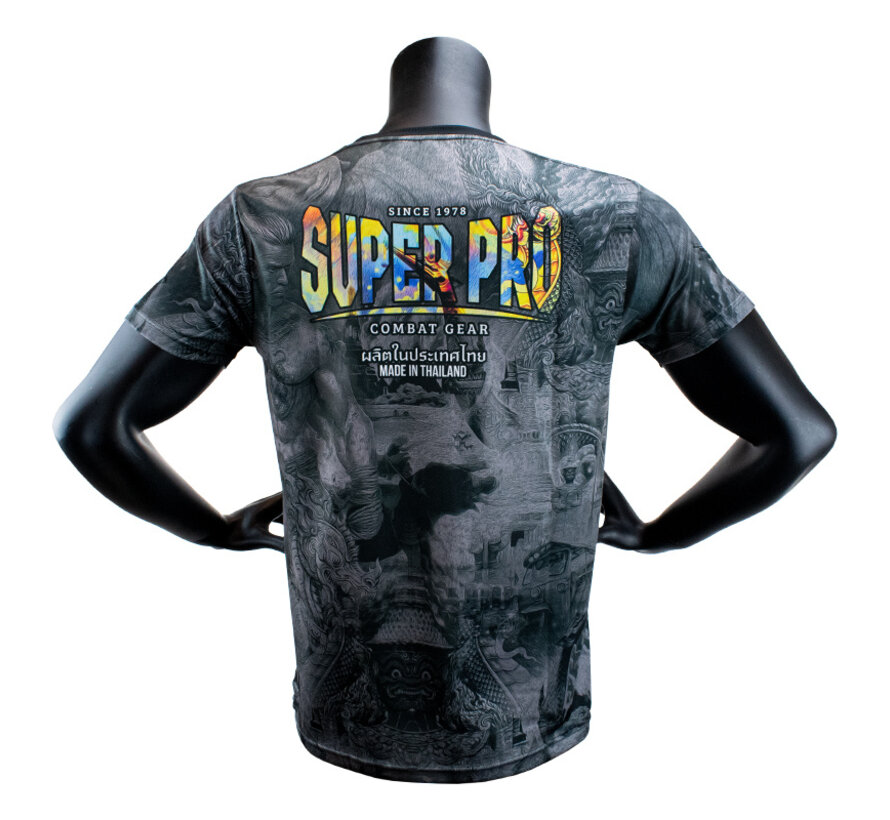 Super Pro Combat Gear Thai T-shirt Pattaya Made In, Zwart,Geel