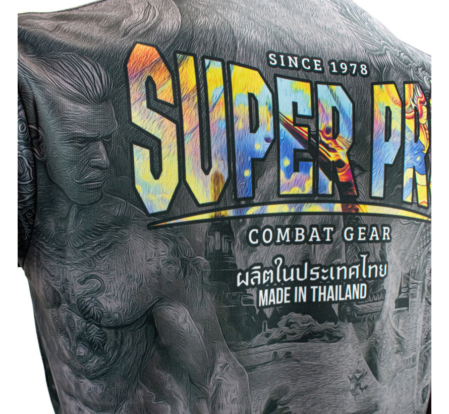 Super Pro Combat Gear Thai T-shirt Pattaya Made In, Zwart,Geel