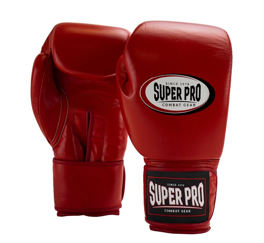 Super Pro Combat Gear Thai-pro Lederen (thai)bokshandschoenen, Rood