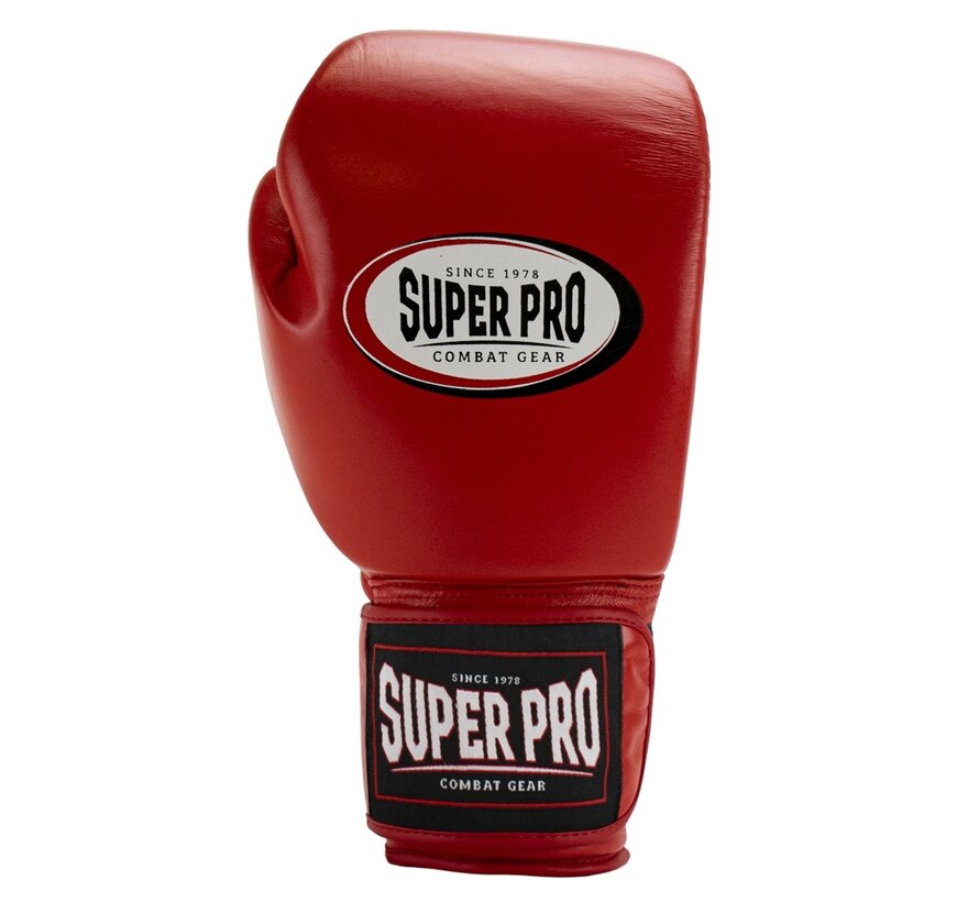 Super Pro Combat Gear Thai-pro Lederen (thai)bokshandschoenen, Rood