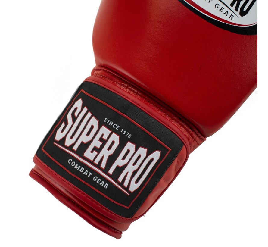 Super Pro Combat Gear Thai-pro Lederen (thai)bokshandschoenen, Rood