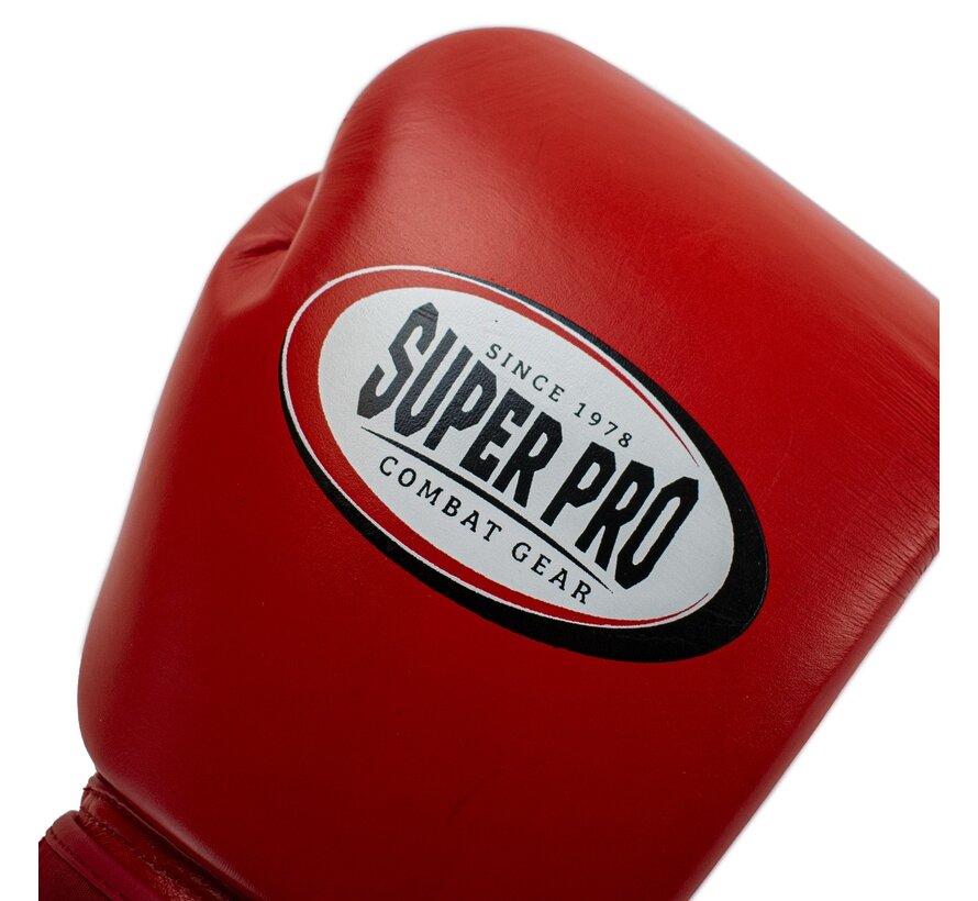 Super Pro Combat Gear Thai-pro Lederen (thai)bokshandschoenen, Rood
