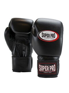 Super Pro Combat Gear Super Pro Combat Gear Thai-pro Lederen (thai)bokshandschoenen, Zwart