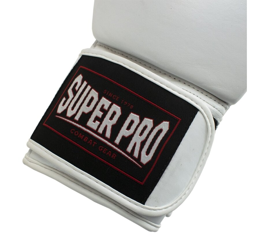 Super Pro Combat Gear Thai-pro Lederen (thai)bokshandschoenen, Zwart,Wit