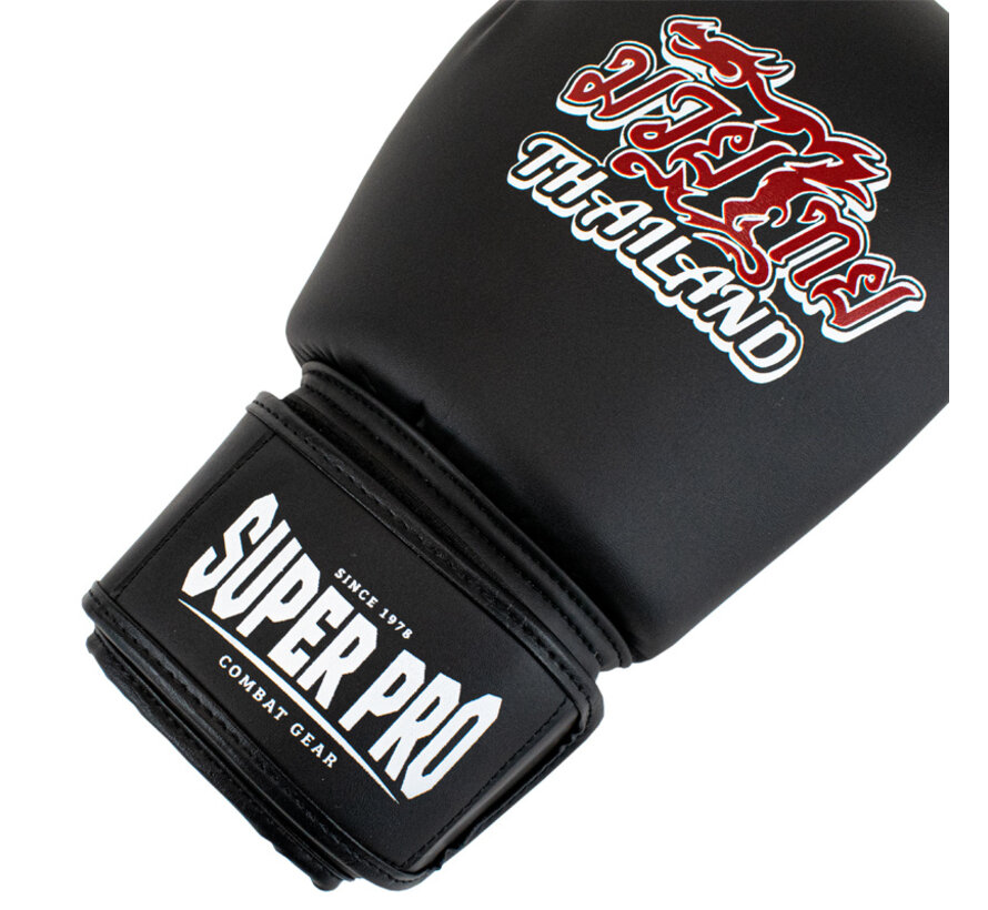 Super Pro Combat Gear Thaibokshandschoenen Leder Pattaya Made In Thailand, Rood,Zwart