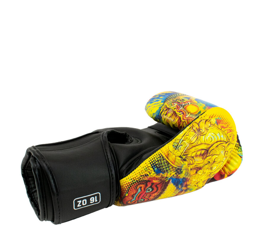 Super Pro Combat Gear Thaibokshandschoenen Leder Pattaya Made In Thailand, Zwart,Geel