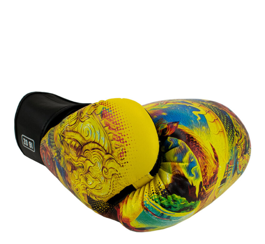 Super Pro Combat Gear Thaibokshandschoenen Leder Pattaya Made In Thailand, Zwart,Geel