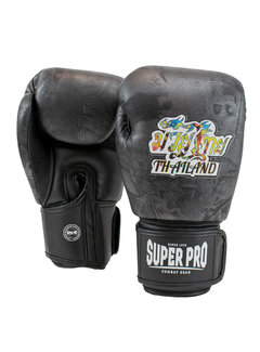 Super Pro Combat Gear Super Pro Combat Gear Thaibokshandschoenen Leder Pattaya Made In Thailand, Zwart,Geel