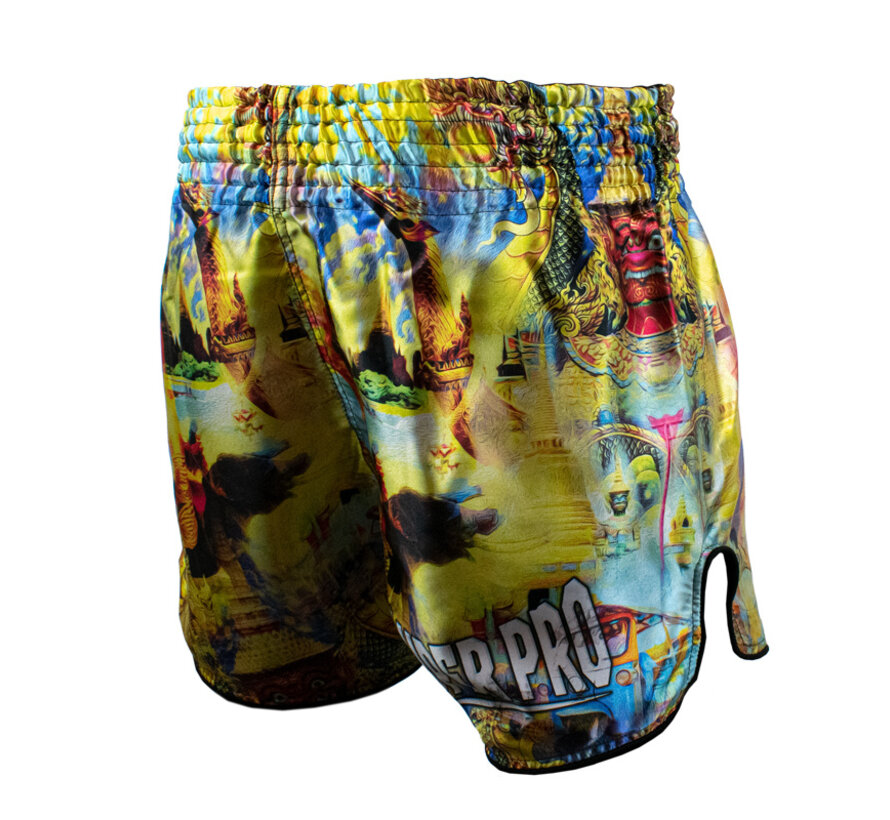 Super Pro Combat Gear Thaishort Pattaya Made In, Zwart,Geel