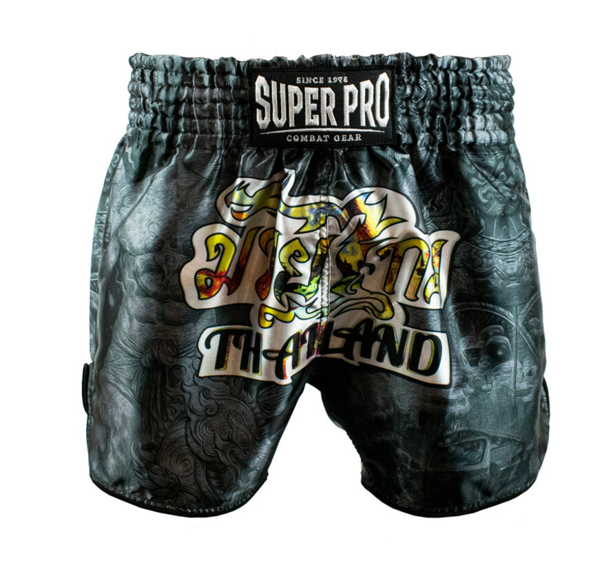 Super Pro Combat Gear Thaishort Pattaya Made In, Zwart,Geel