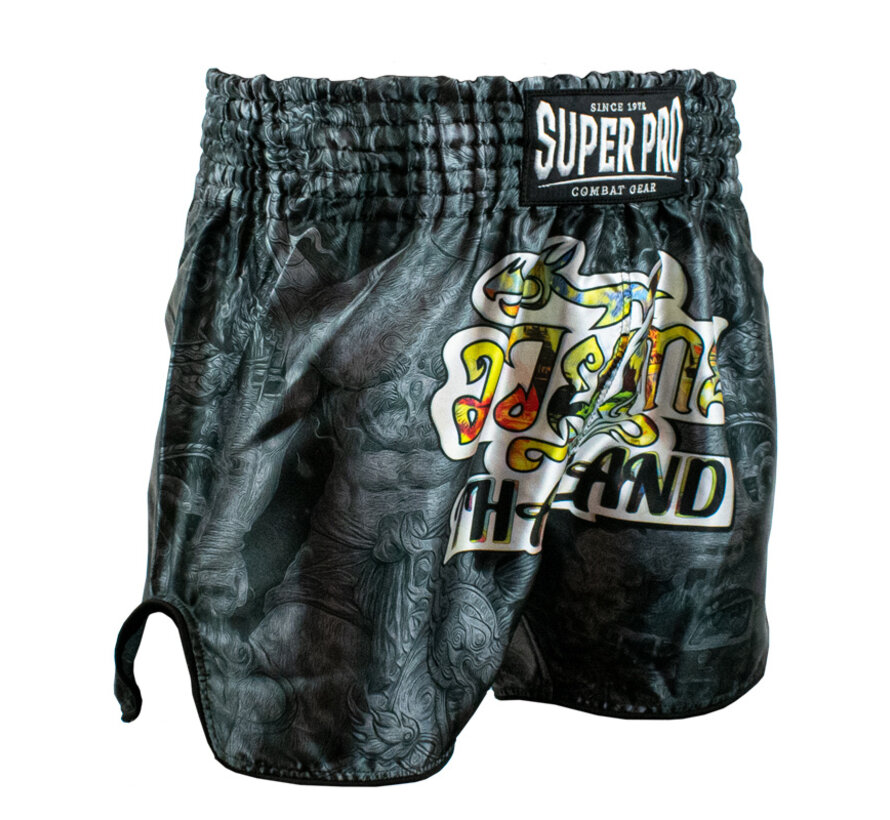Super Pro Combat Gear Thaishort Pattaya Made In, Zwart,Geel