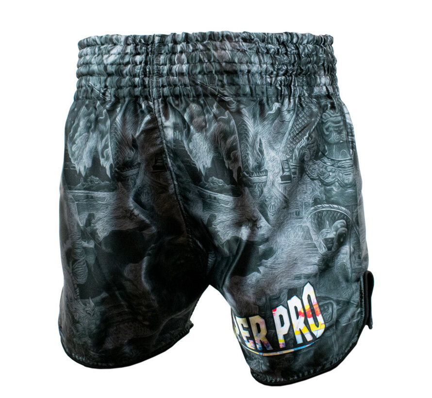 Super Pro Combat Gear Thaishort Pattaya Made In, Zwart,Geel