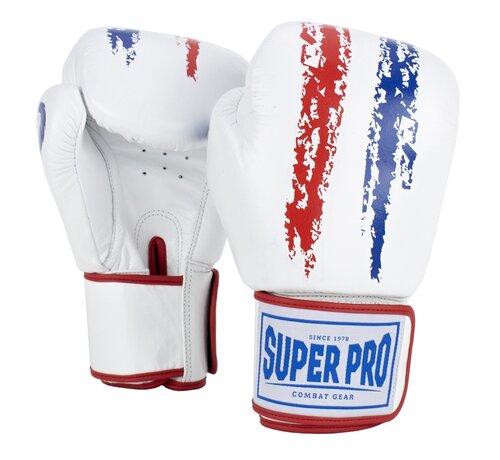 Super Pro Combat Gear Super Pro Combat Gear Warrior Lederen (kick)bokshandschoenen, rood - blauw - wit