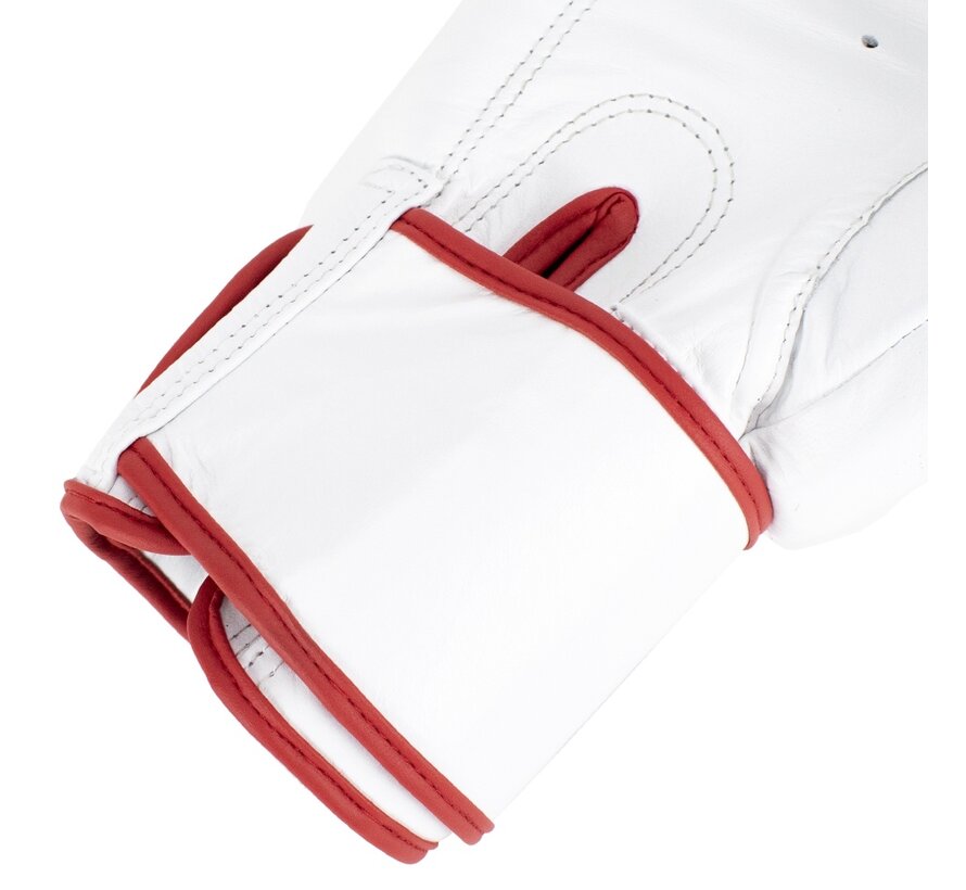 Super Pro Combat Gear Warrior Lederen (kick)bokshandschoenen, rood - blauw - wit