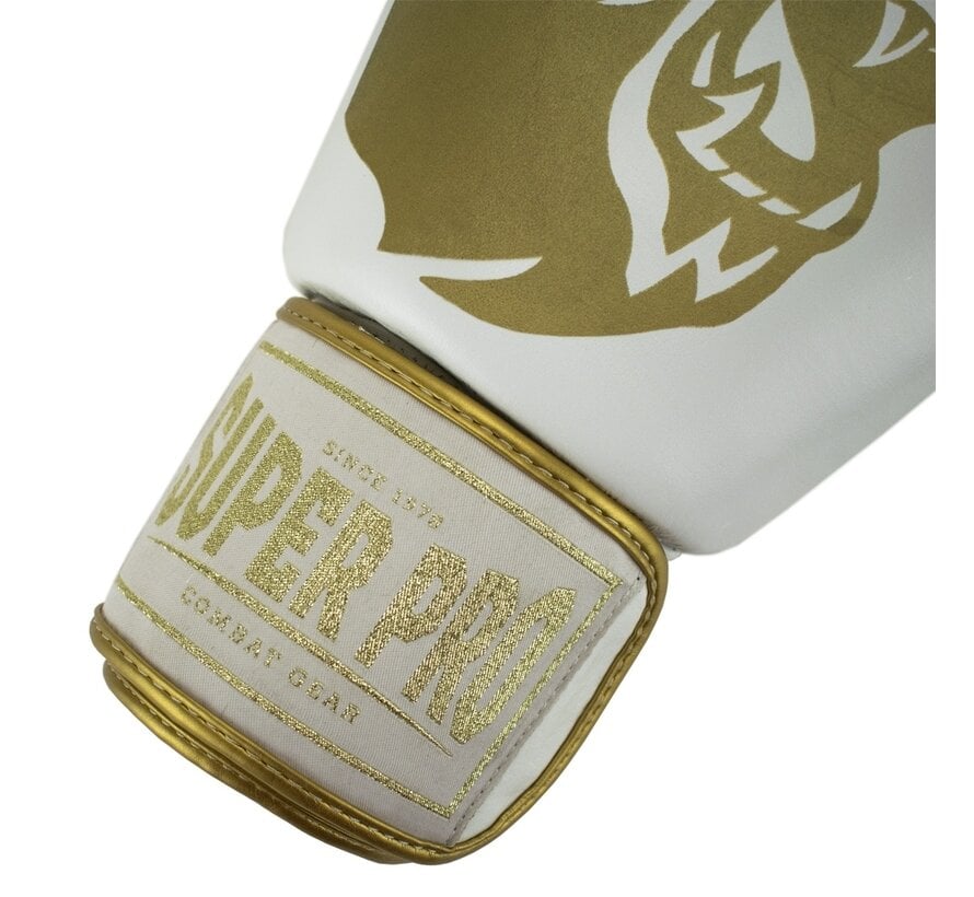 Super Pro Combat Gear Warrior Lederen (kick)bokshandschoenen, Goud,Wit