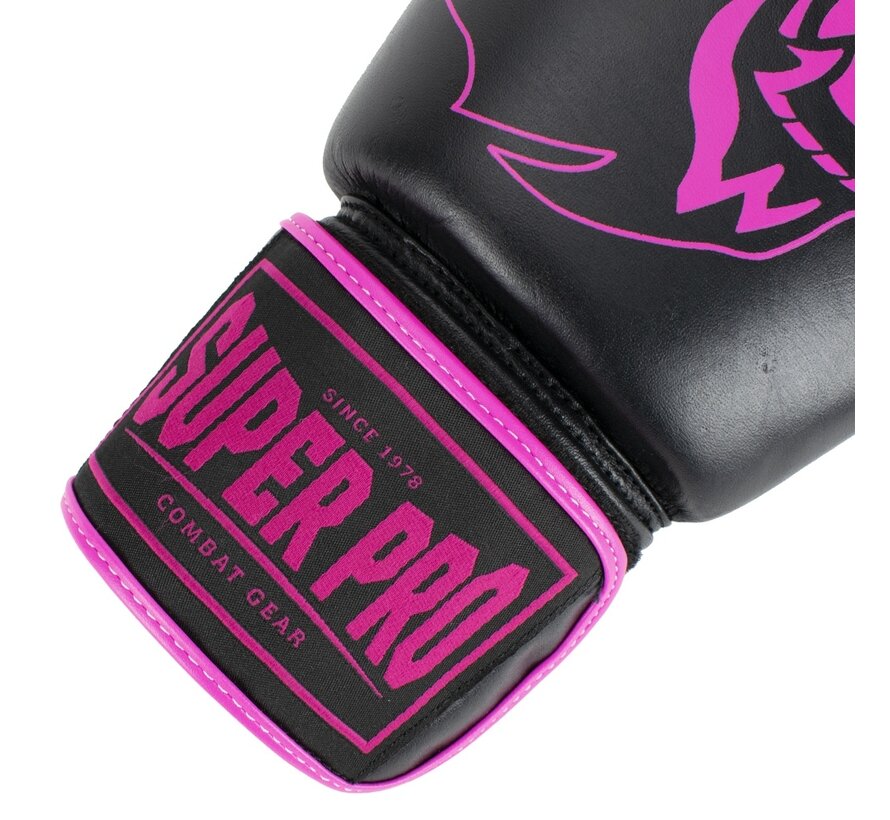 Super Pro Combat Gear Warrior Lederen (kick)bokshandschoenen, Roze,Zwart