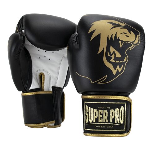 Super Pro Combat Gear Super Pro Combat Gear Warrior Se Lederen (kick)bokshandschoenen, Goud,Zwart,Wit