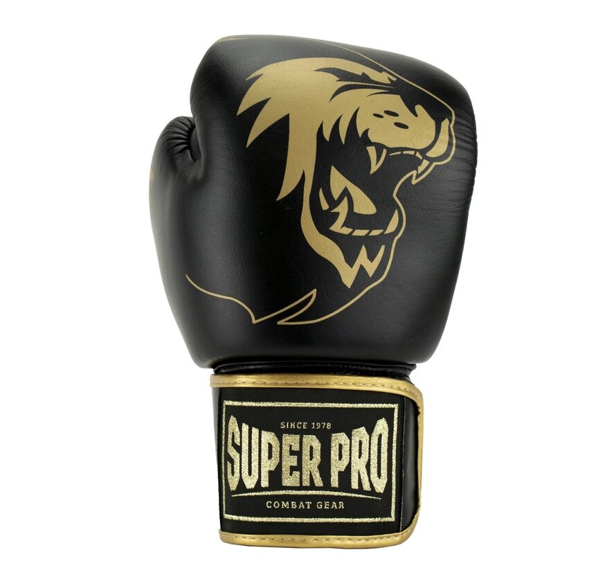 Super Pro Combat Gear Warrior Se Lederen (kick)bokshandschoenen, Goud,Zwart,Wit