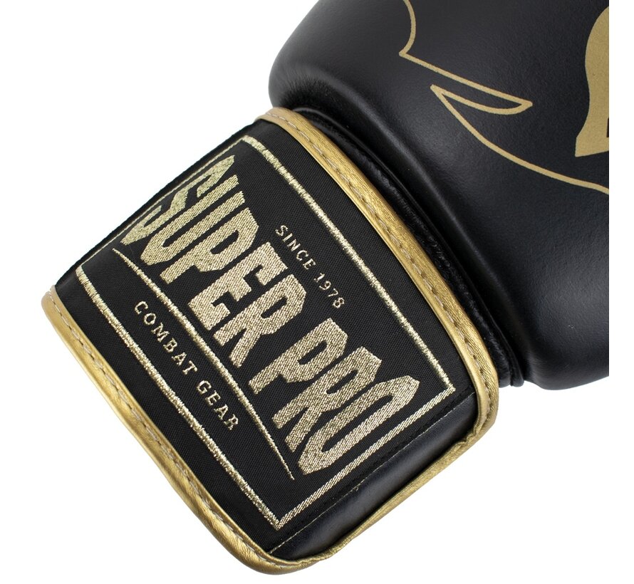 Super Pro Combat Gear Warrior Se Lederen (kick)bokshandschoenen, Goud,Zwart,Wit