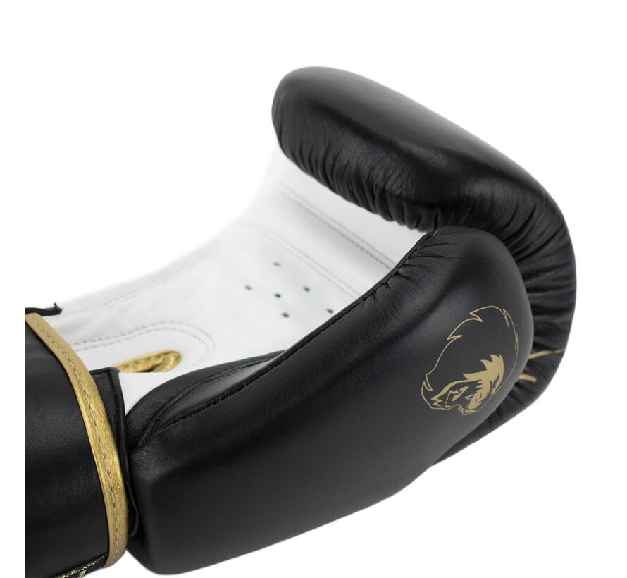 Super Pro Combat Gear Warrior Se Lederen (kick)bokshandschoenen, Goud,Zwart,Wit