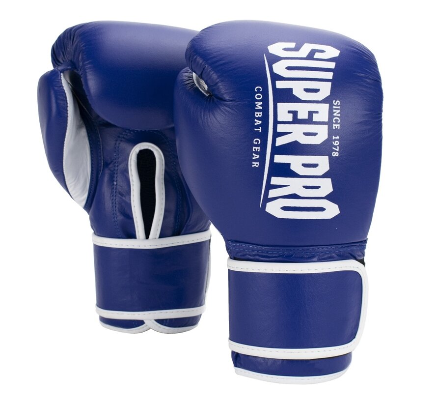 Super Pro Combat Gear Winner Wedstrijdhandschoenen Klittenband, 10 oz  blauw - wit
