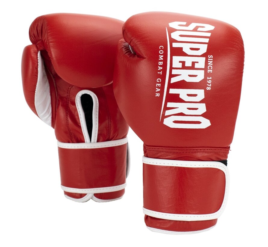 Super Pro Combat Gear Winner Wedstrijdhandschoenen Klittenband 10 oz rood - wit