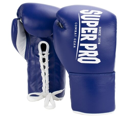 Super Pro Combat Gear Super Pro Combat Gear Winner Wedstrijdhandschoenen Veter 10 oz  blauw - wit